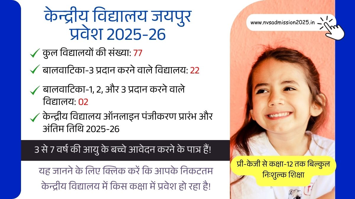 Kendriya Vidyalaya Jaipur Admission 2025-26