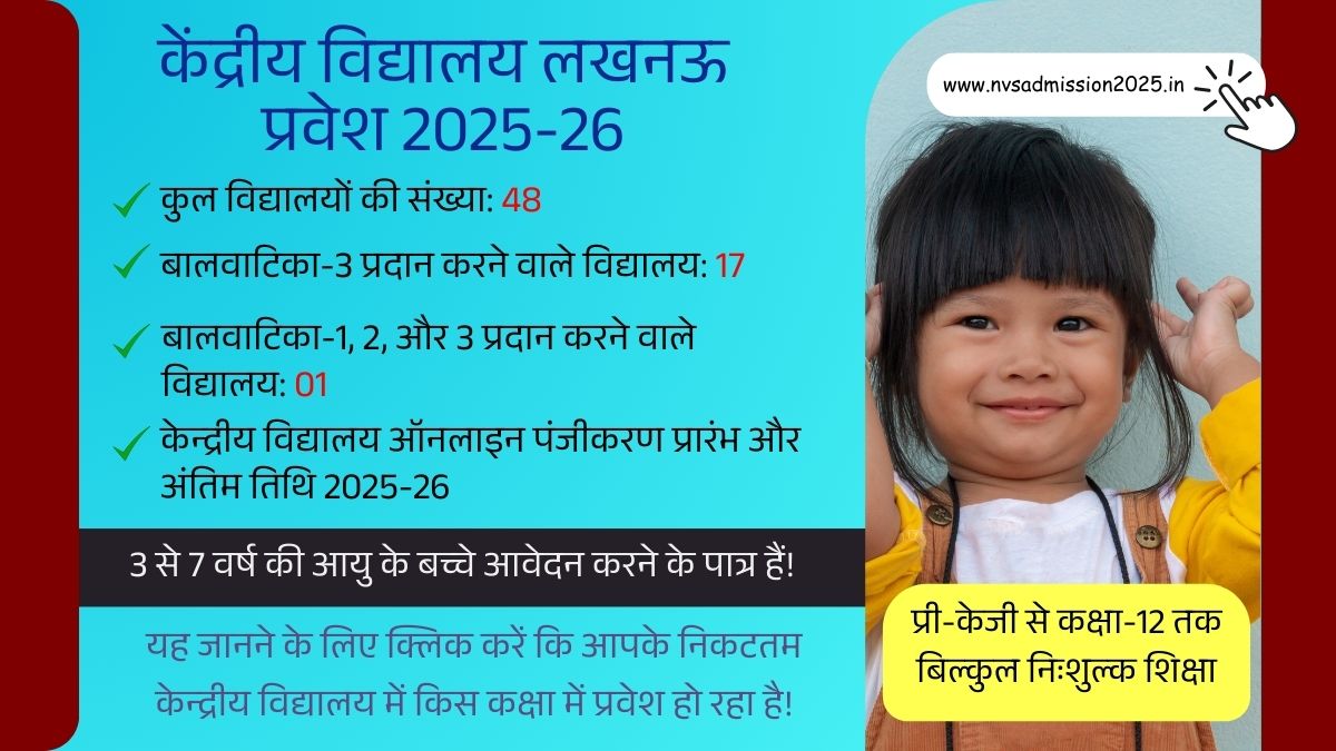 Kendriya Vidyalaya Lucknow Admission 2025-26